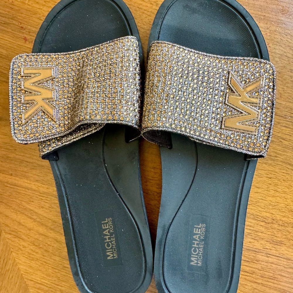 Michael Kors Gold Slide Sandals
